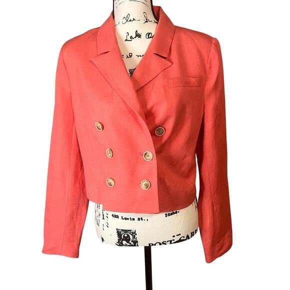 NWOT PAIGE‎ Anthropologie Cropped Double Breasted Blazer Color Pink Women Size 8 - Picture 5 of 16